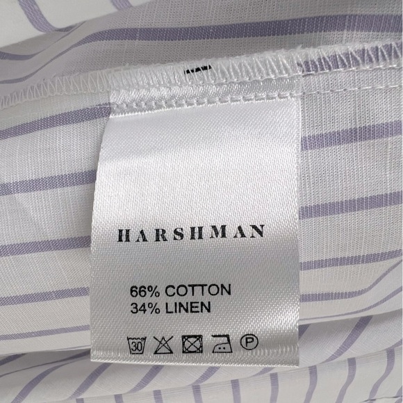 Harshman Coastal Gruner Off Shoulder Linen Blend Top White & Lavender Stripe 3X - Picture 11 of 13